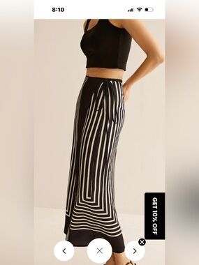 Commense Black and White Striped Maxi Skirt